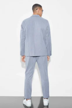 Best boohooMAN Oversized Single Breasted Stripe Suit Jacket grey