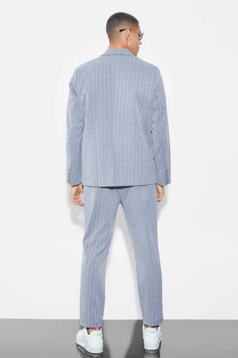 Best boohooMAN Oversized Single Breasted Stripe Suit Jacket grey