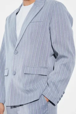Best boohooMAN Oversized Single Breasted Stripe Suit Jacket grey