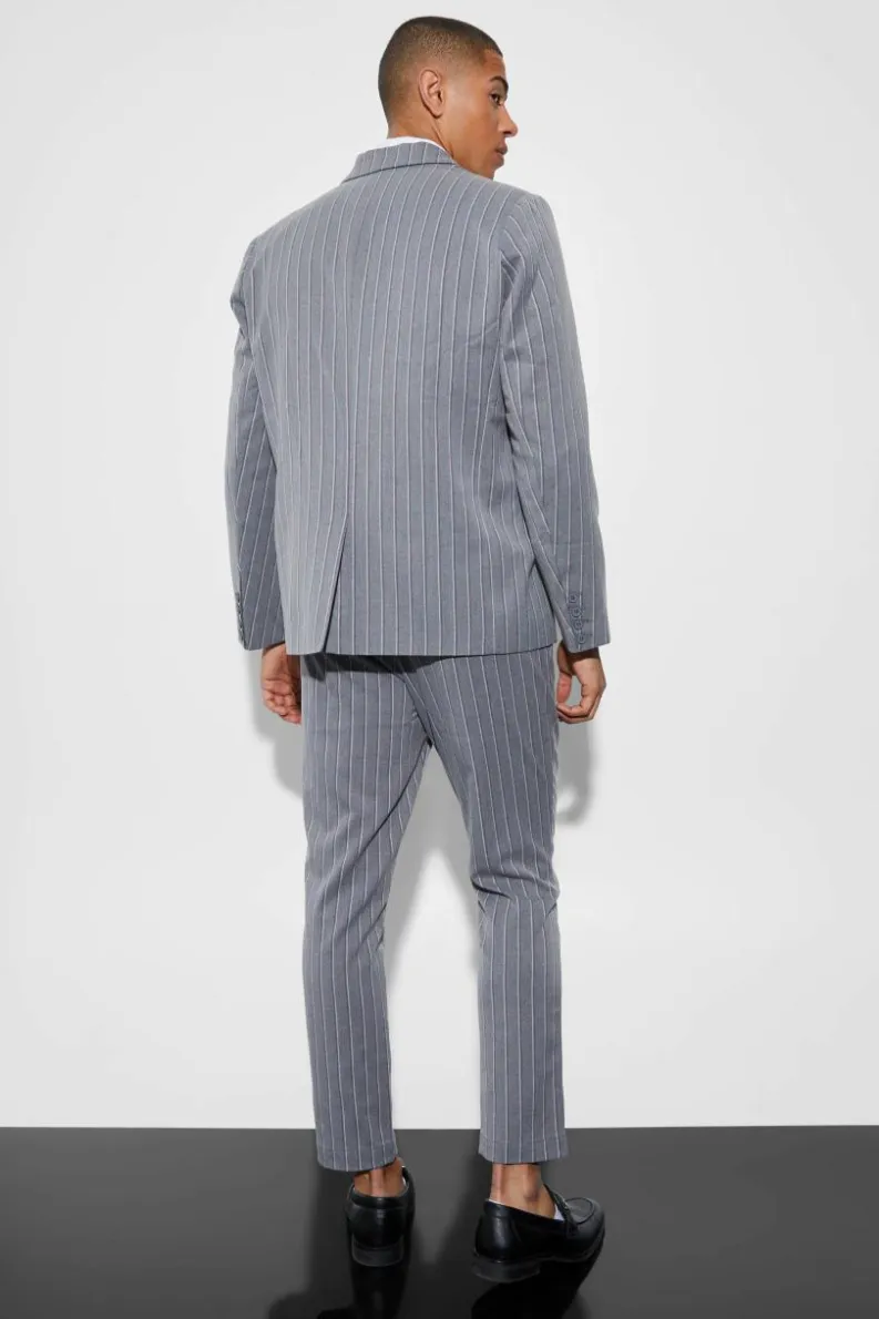 Best boohooMAN Oversized Single Breasted Stripe Suit Jacket grey
