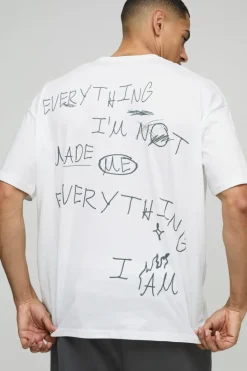 Cheap boohooMAN Oversized Slogan Print T-Shirt white