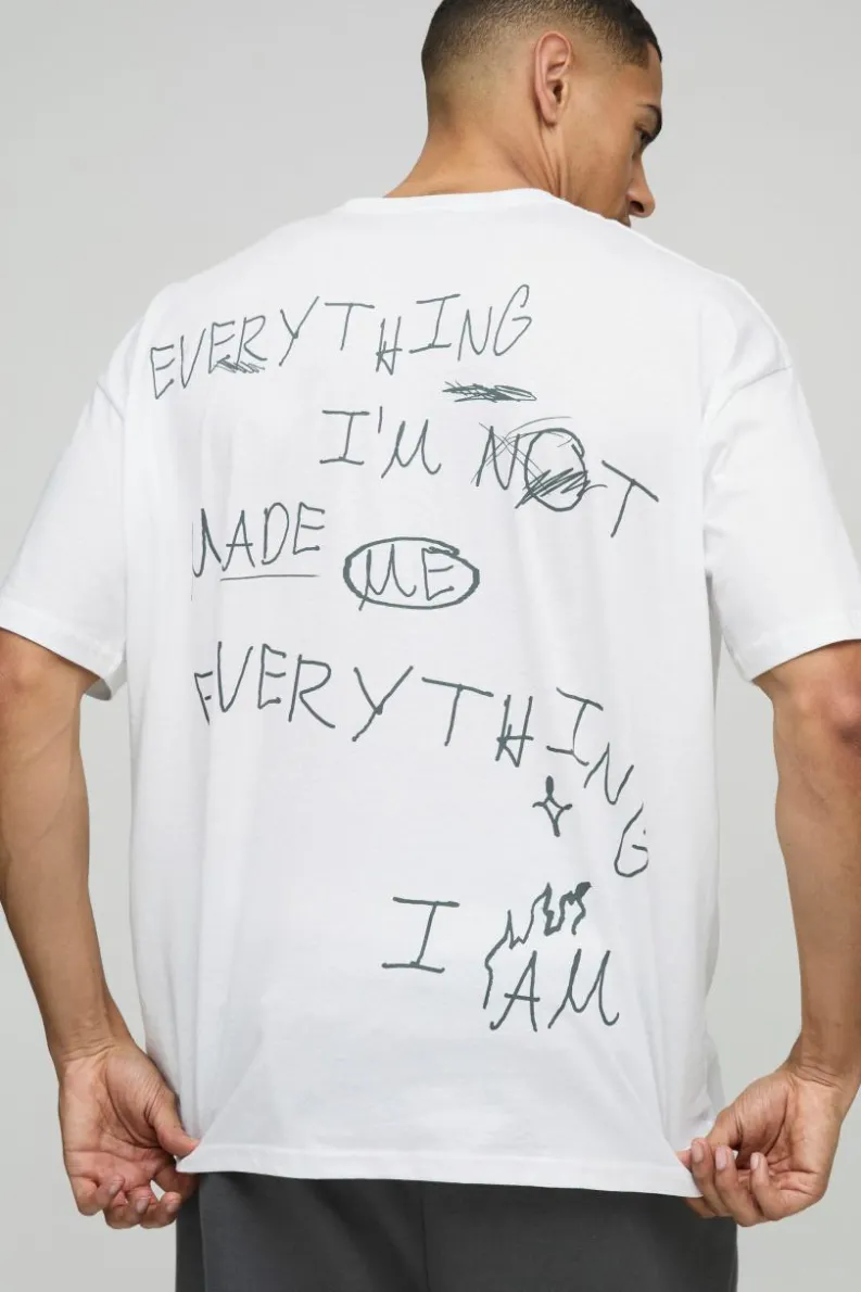 Cheap boohooMAN Oversized Slogan Print T-Shirt white