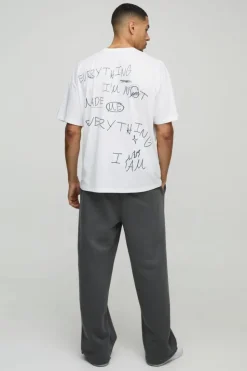 Cheap boohooMAN Oversized Slogan Print T-Shirt white