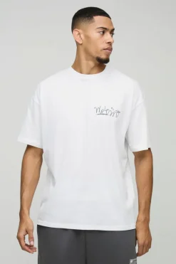 Cheap boohooMAN Oversized Slogan Print T-Shirt white