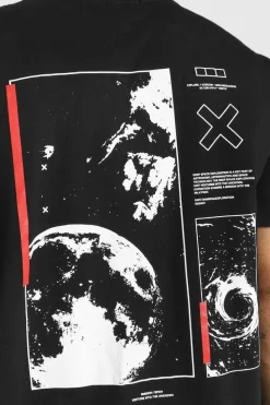 Outlet boohooMAN Oversized Space Back Print T-shirt black