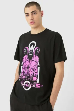 New boohooMAN Oversized Squid Games License T-shirt black