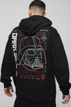 Cheap boohooMAN Oversized Star Wars Disney License Print Hoodie black