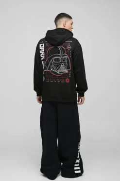 Cheap boohooMAN Oversized Star Wars Disney License Print Hoodie black
