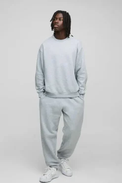 Cheap boohooMAN Oversized Sweatshirt Tracksuit grey marl