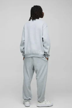 Cheap boohooMAN Oversized Sweatshirt Tracksuit grey marl