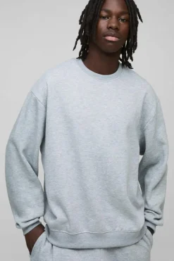 Cheap boohooMAN Oversized Sweatshirt Tracksuit grey marl