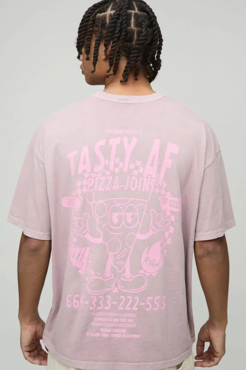 Flash Sale boohooMAN Oversized Tasty AF Carton Graphic Washed T-Shirt taupe