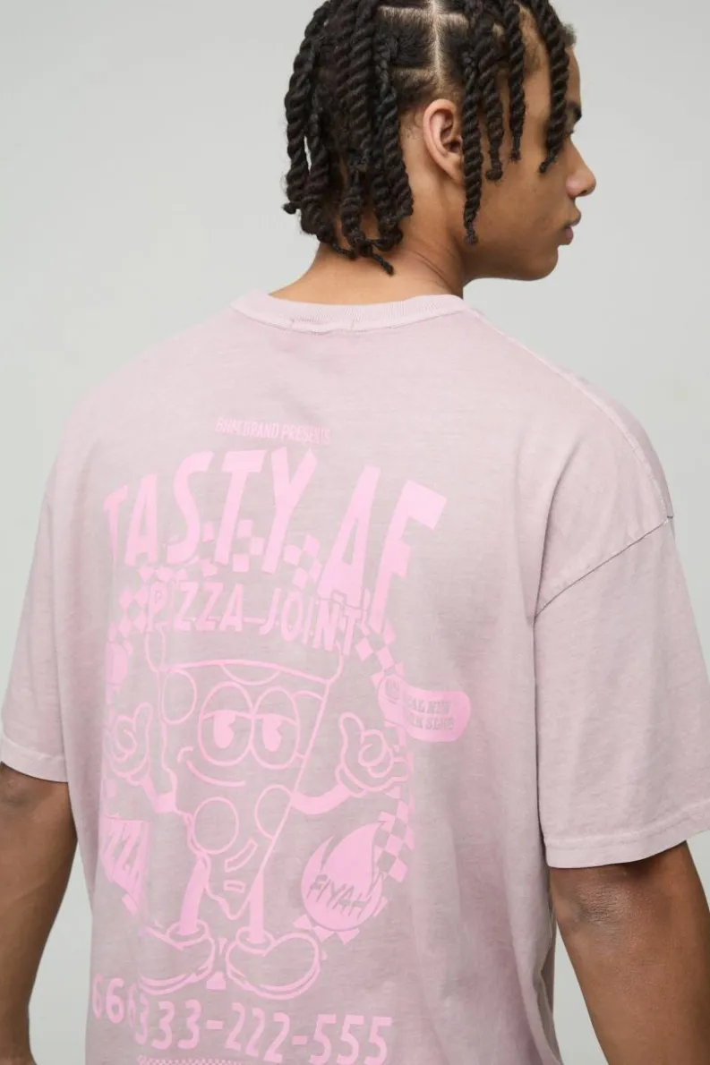 Flash Sale boohooMAN Oversized Tasty AF Carton Graphic Washed T-Shirt taupe
