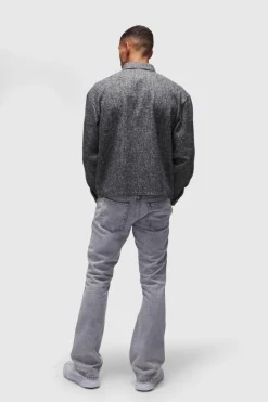 Best Sale boohooMAN Oversized Two Pocket Zip Through Overshirt black