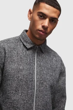 Best Sale boohooMAN Oversized Two Pocket Zip Through Overshirt black