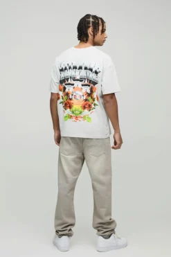 Outlet boohooMAN Oversized Varsity Star Homme Washed T-Shirt stone