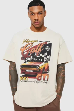 New boohooMAN Oversized Volkswagen License T-shirt sand