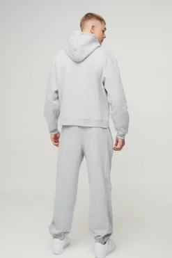 Store boohooMAN Oversized Waffle Panel Jogger grey marl