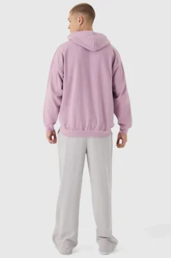 Outlet boohooMAN Oversized Washed Graffiti Heart Hoodie pink