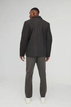 Discount boohooMAN Oversized Wool Look Boxy Blazer taupe