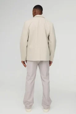 New boohooMAN Oversized Wool Look Boxy Blazer charcoal