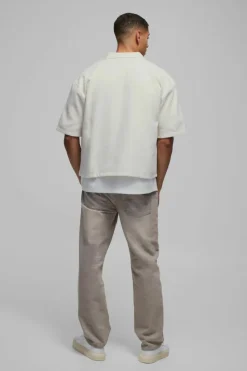 Best boohooMAN Oversized Wool Look Boxy Shirt ecru