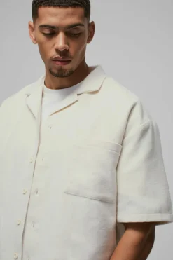 Best boohooMAN Oversized Wool Look Boxy Shirt ecru