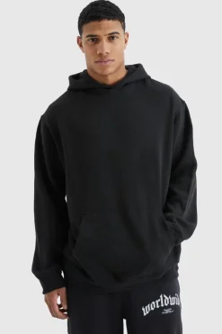 Store boohooMAN Oversized Worldwide Graphic Hoodie black