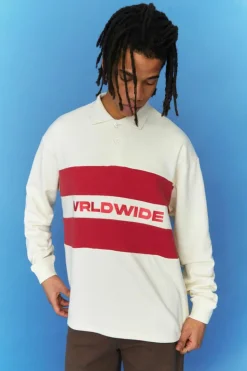 Best Sale boohooMAN Oversized Worldwide Heavyweight Polo ecru