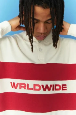 Best Sale boohooMAN Oversized Worldwide Heavyweight Polo ecru
