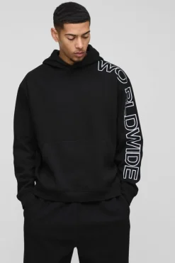 Store boohooMAN Oversized Worldwide Hoodie black