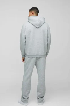 Store boohooMAN Oversized Worldwide Official Text Print Zip Through Tracksuit grey marl