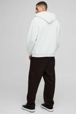 Store boohooMAN Oversized Worldwide Text Zip Through Hoodie white