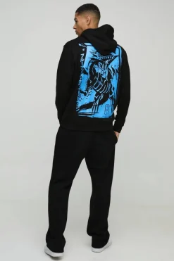 Discount boohooMAN Oversized Yu-Gi-Oh Blue Eyes Dragon License Print Hoodie black