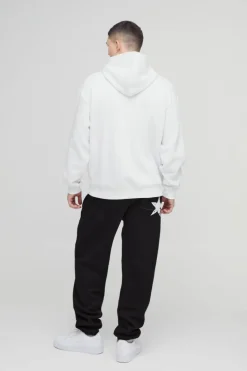 Best boohooMAN Oversized Zip Through Gothic Hoodie white