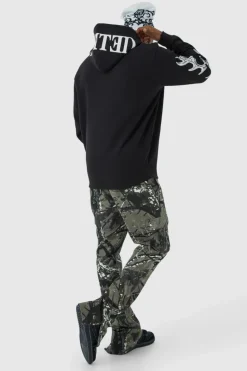 Best Sale boohooMAN Oversized Zip Through Limited Graphic Hoodie black