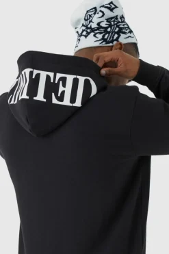 Best Sale boohooMAN Oversized Zip Through Limited Graphic Hoodie black