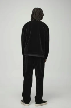 Best boohoo Oversized Zip Through Velour Overshirt & Trouser Set black