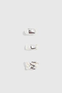Store boohooMAN 3 Pack Chunky Rings In silver