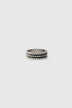 Sale boohooMAN 3 Pack Embossed Rings In silver