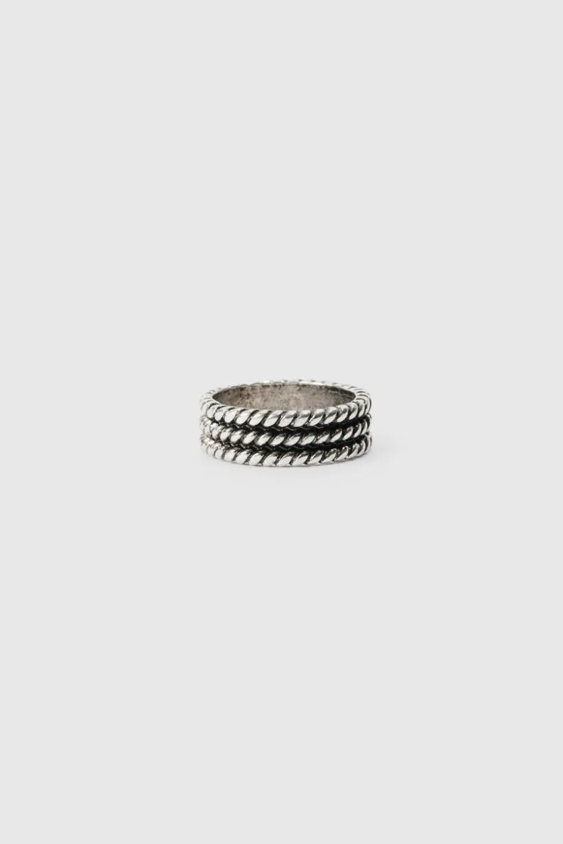 Sale boohooMAN 3 Pack Embossed Rings In silver
