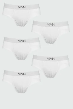 Shop boohooMAN 5 Pack MAN Dash Briefs white