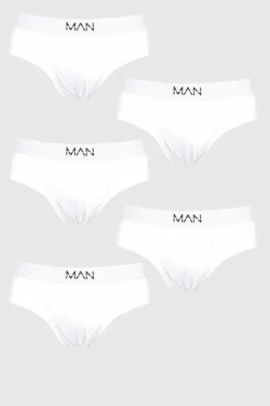 Shop boohooMAN 5 Pack MAN Dash Briefs white