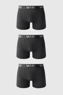 Discount boohooMAN 3 Pack Man Dash Mid Length Trunks black