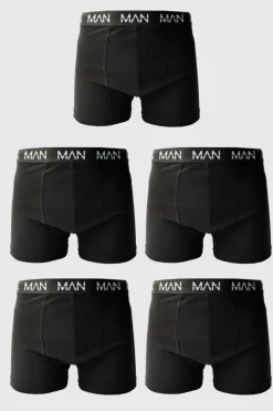 Cheap boohooMAN 5 Pack Man Dash Repeat Classic Trunks black