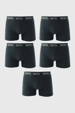 Best boohooMAN 5 Pack Man Dash Repeat Classic Trunks black