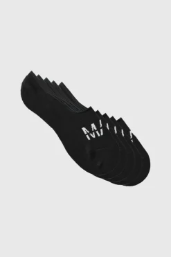 Shop boohooMAN 5 Pack Man Invisible Socks black