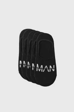 Shop boohooMAN 5 Pack Man Invisible Socks black