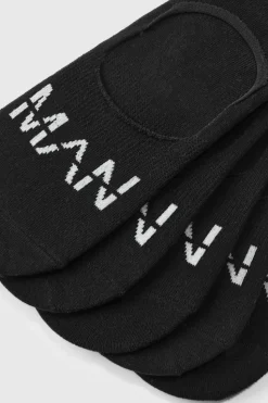 Shop boohooMAN 5 Pack Man Invisible Socks black