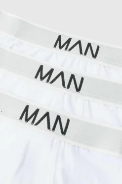 Discount boohooMAN 3 Pack Man Logo Briefs white